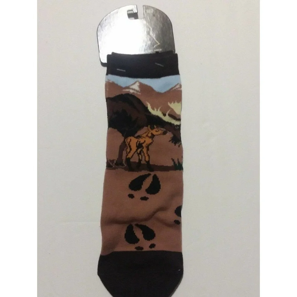 WILD HABITAT SOCKS WOMANS Medium Brown‎ Black Moose